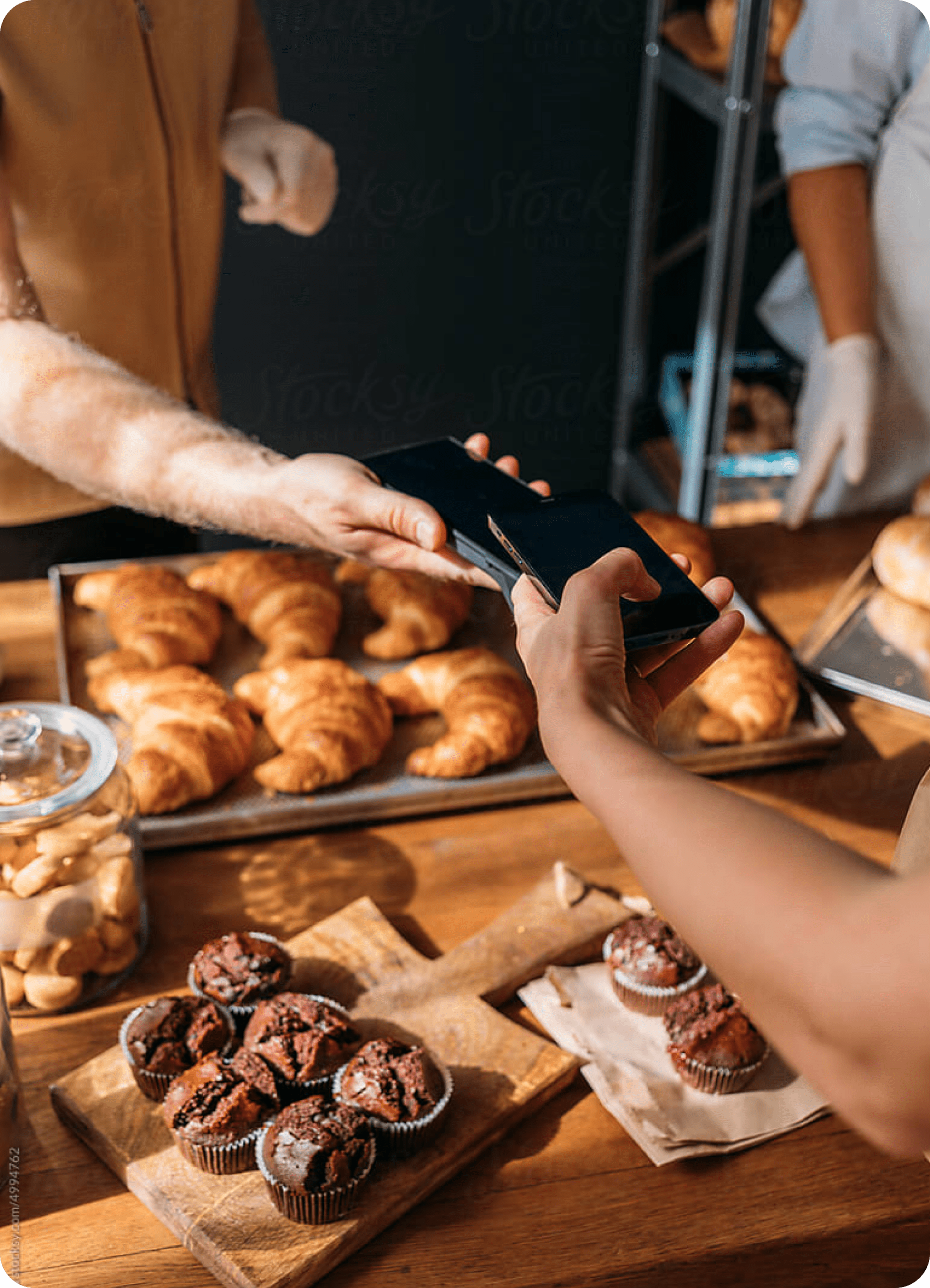 Mobile payment at bakery counter