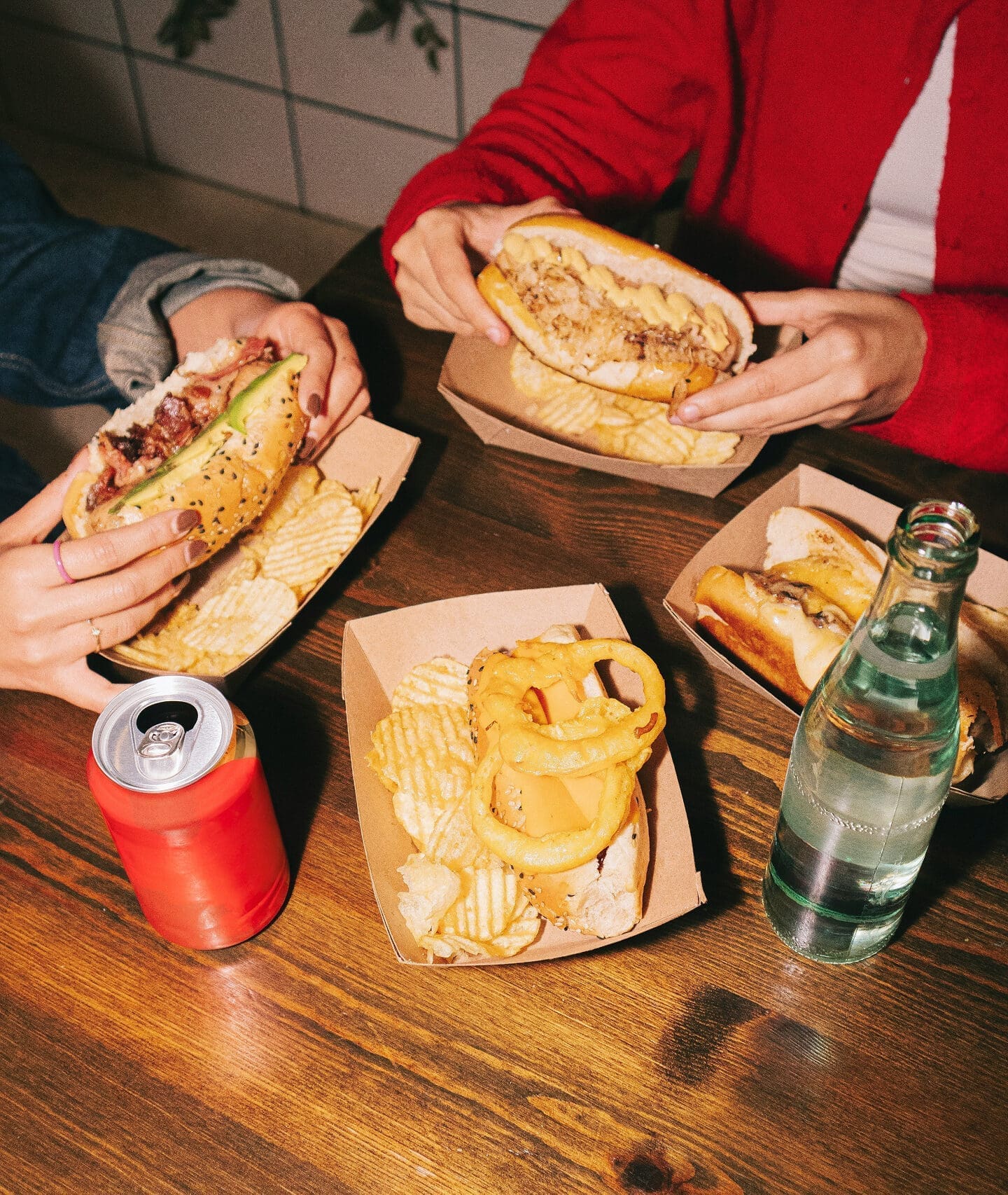 Customers dining at restaurant table