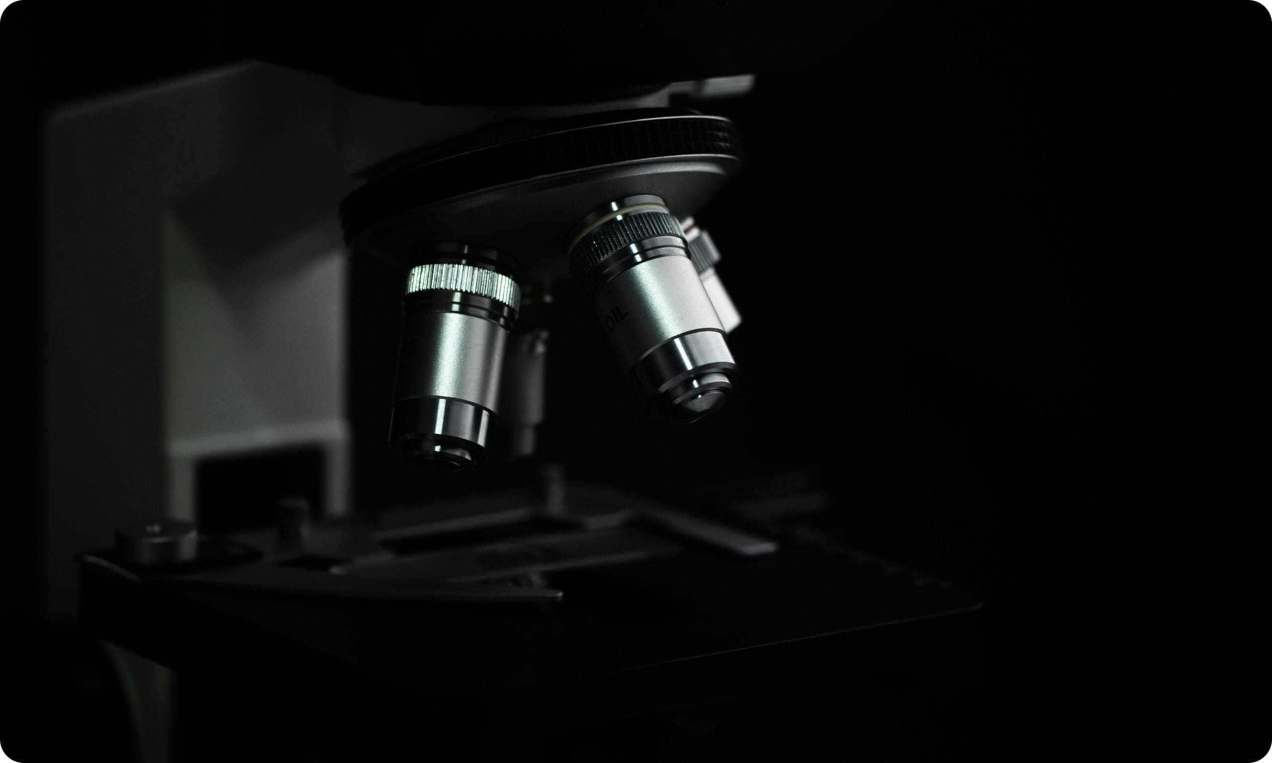Microscope objective lenses in laboratory