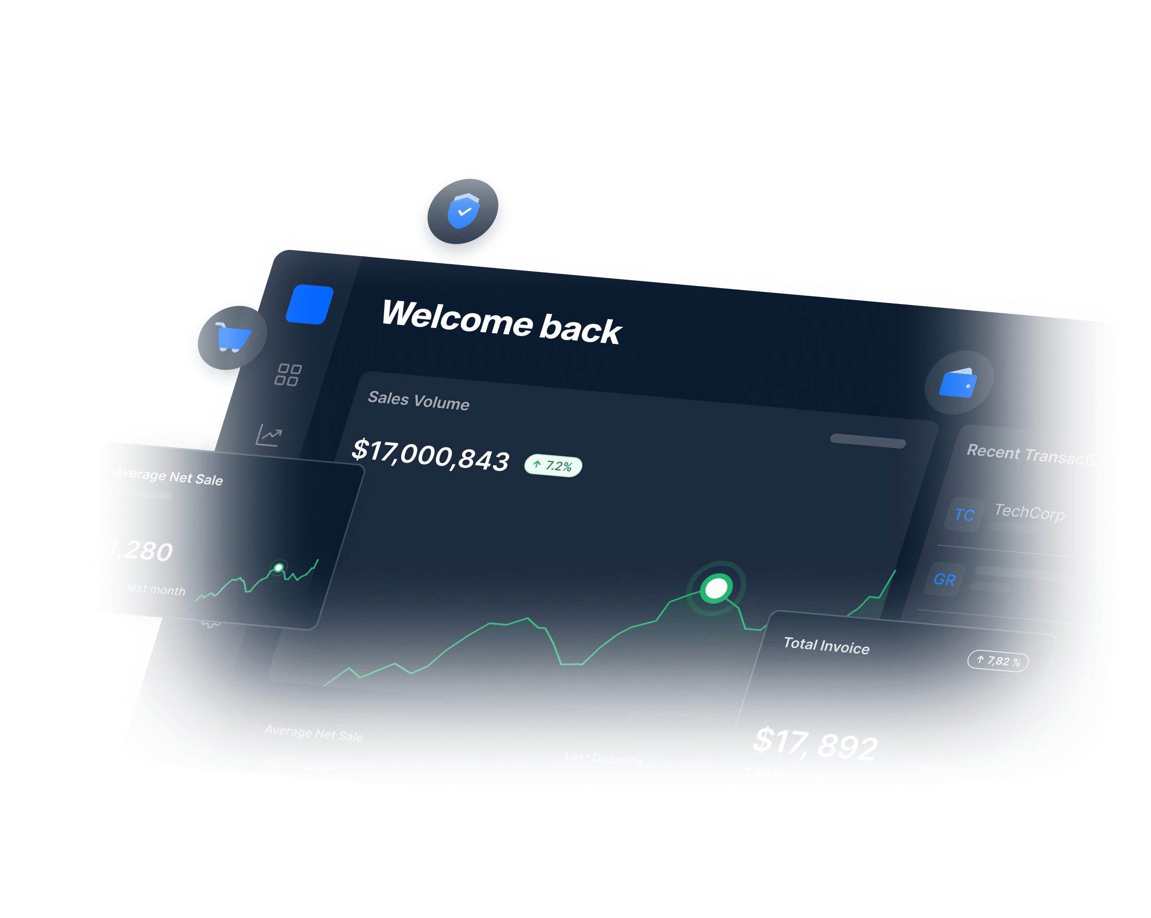 Payments analytics dashboard showing transaction data