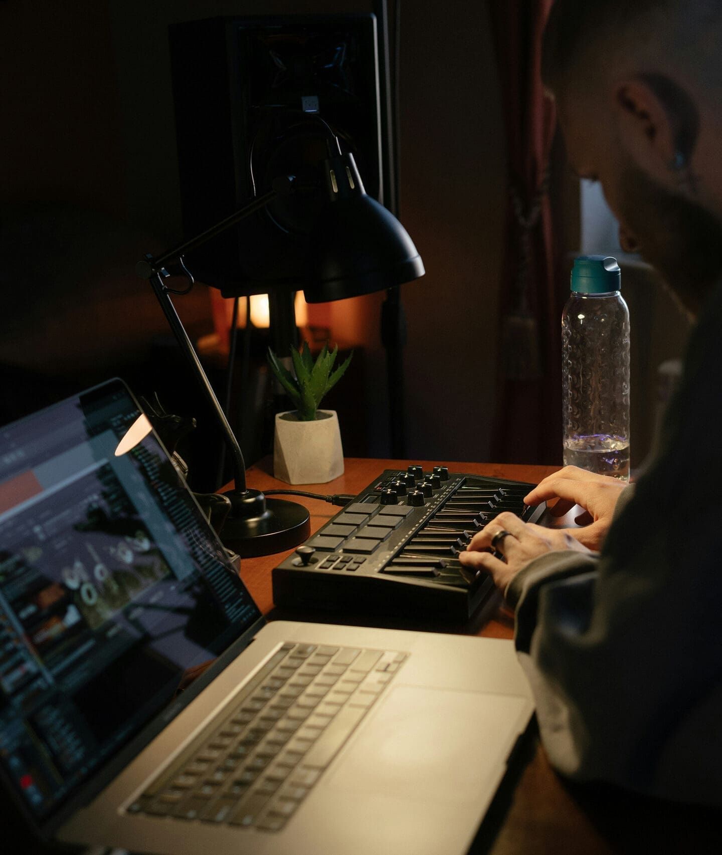 Person working on laptop at desk