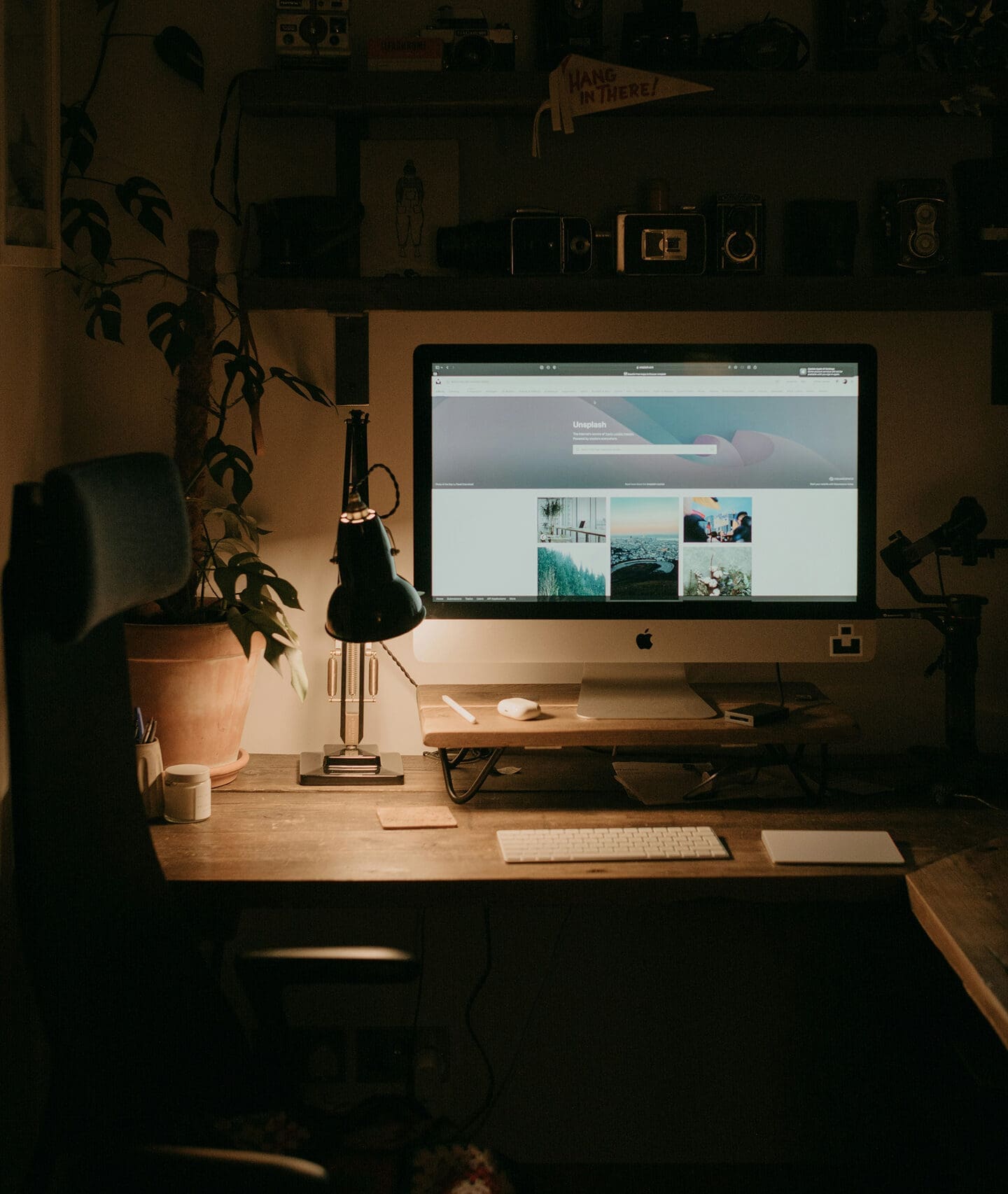 Desk set up with computer