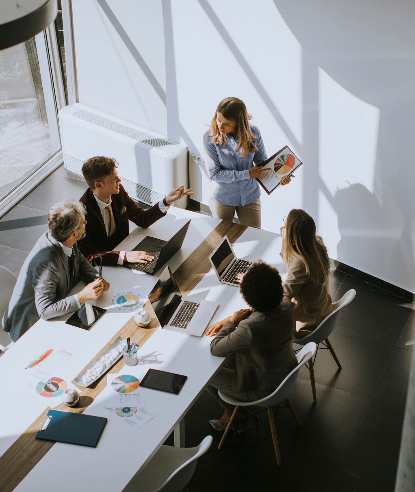Team meeting around conference table