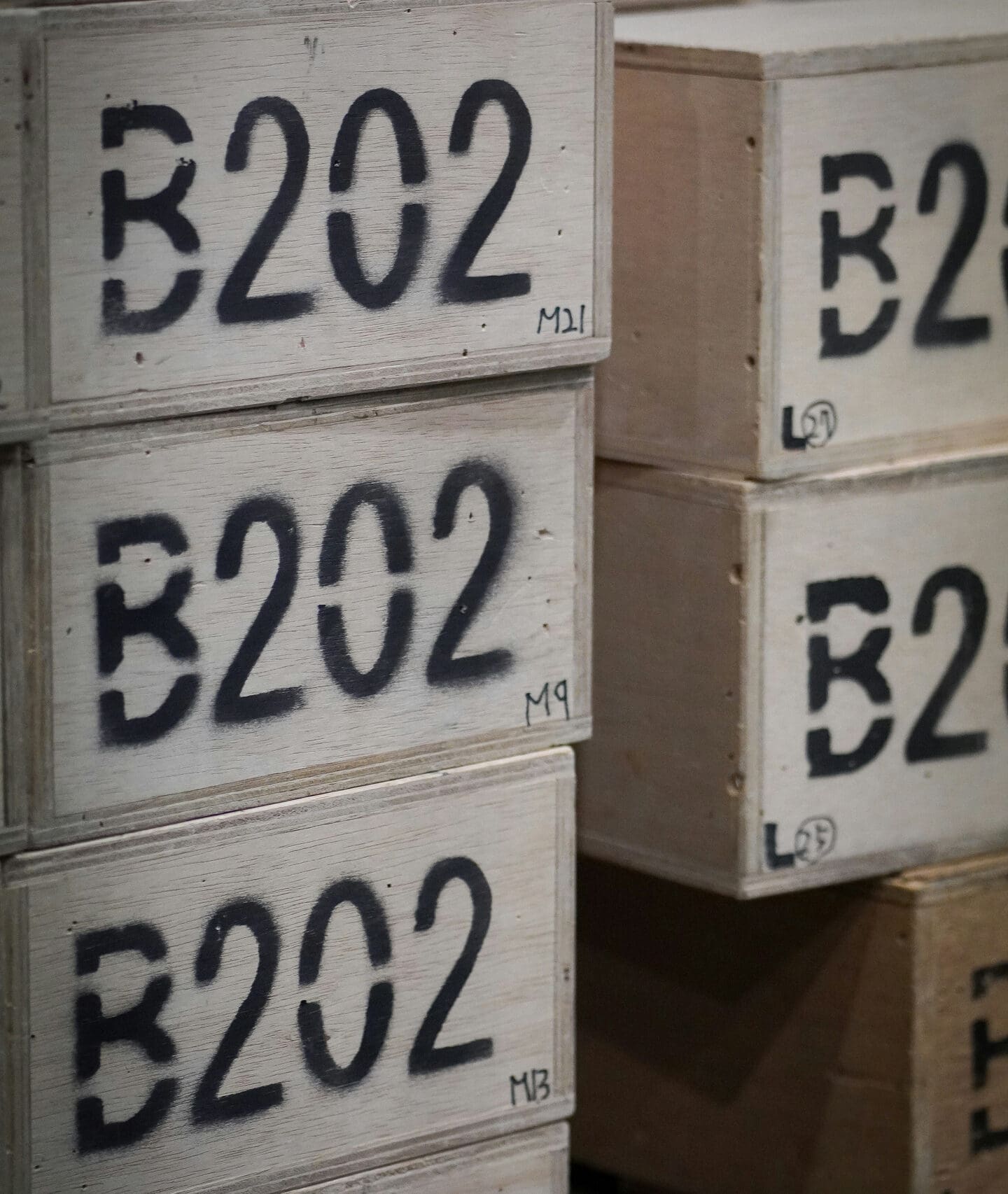 Wooden boxes stacked