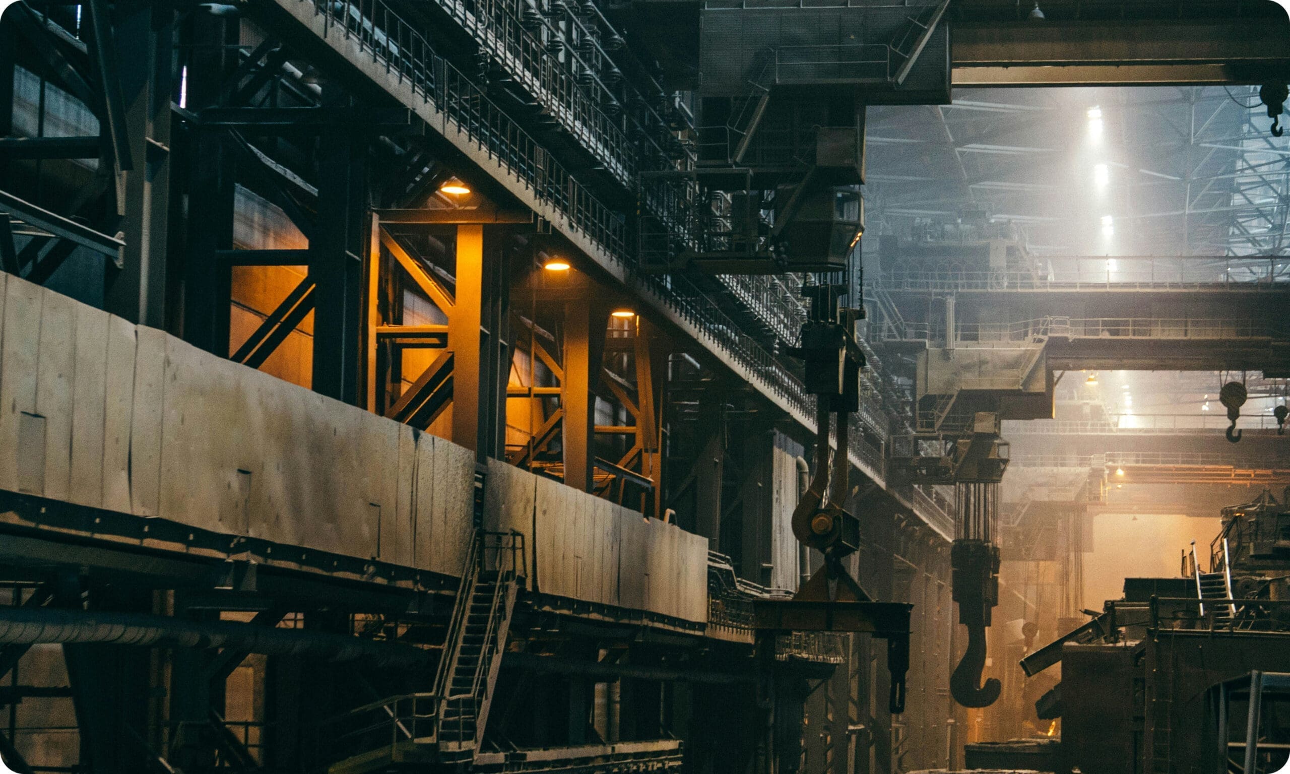 Industrial facility with heavy equipment