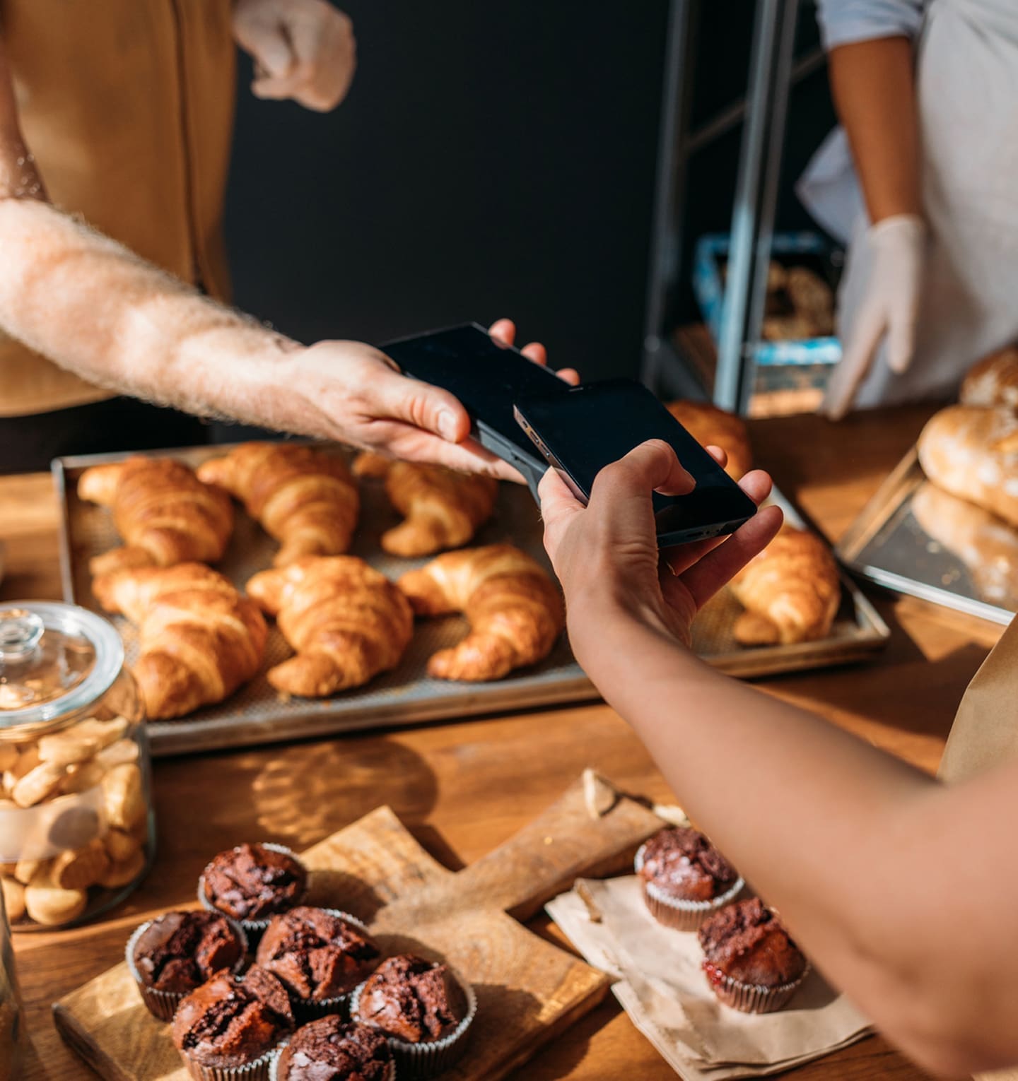 Mobile payment at bakery counter