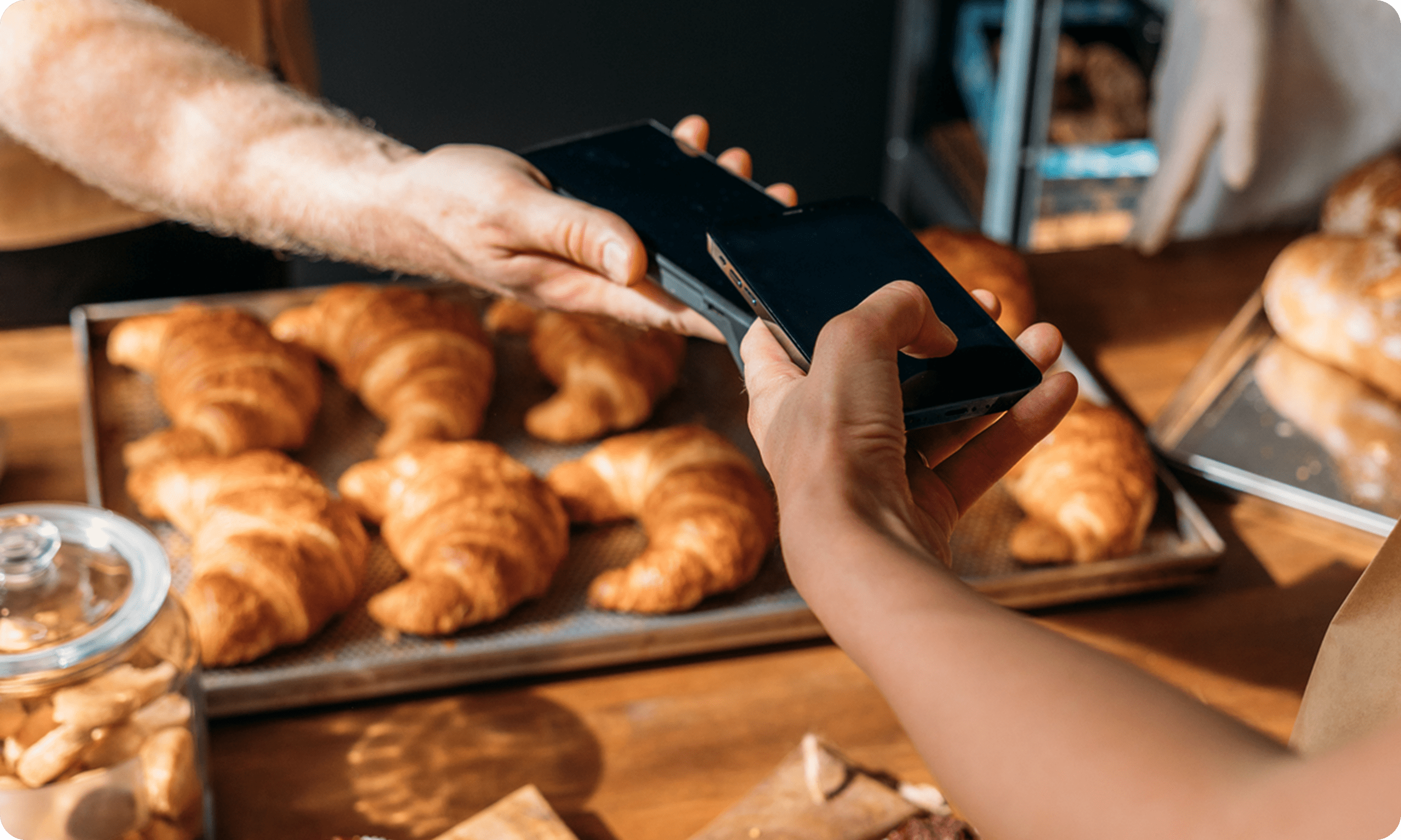 Mobile payment at bakery counter